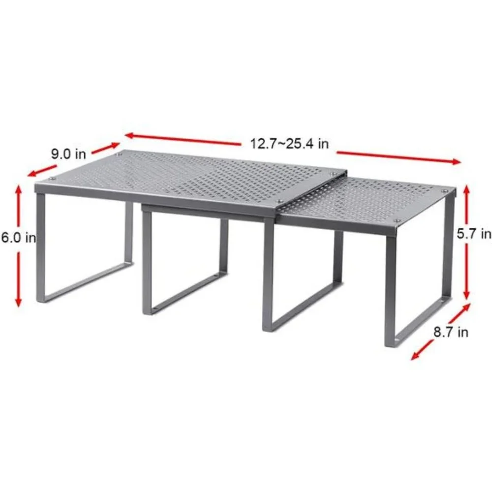 Kitchen Shelf Organizer, Stackable & Expandable, Dark Silver - Picture 3 of 6